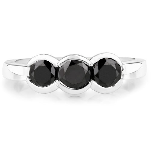 Bids.com 1.22 Carat Genuine Black Diamond .925 Sterling Silver Ring Rings