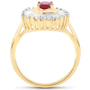 Bids.com 14K Yellow Gold Plated 2.44 Carat Glass Filled Ruby and White Topaz .925 Sterling Silver Ring Rings