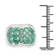 Bids.com 2.20 Carat Genuine Emerald & White Topaz .925 Sterling Silver Ring Rings