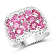 Bids.com 3.04 Carat Genuine Ruby & White Topaz .925 Sterling Silver Ring Rings