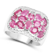 Bids.com 3.04 Carat Genuine Ruby & White Topaz .925 Sterling Silver Ring Rings
