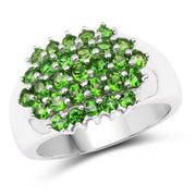 Bids.com 1.93 Carat Genuine Chrome Diopside .925 Sterling Silver Ring Rings