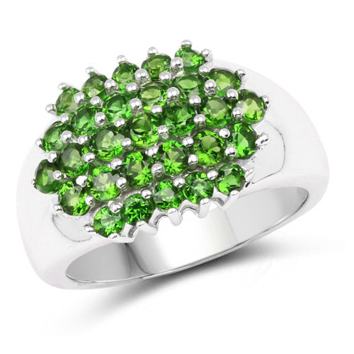 Bids.com 1.93 Carat Genuine Chrome Diopside .925 Sterling Silver Ring Rings
