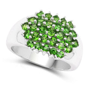 Bids.com 1.93 Carat Genuine Chrome Diopside .925 Sterling Silver Ring Rings