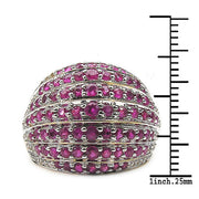Bids.com 14K Yellow Gold Plated 2.94 Carat Genuine Ruby & White Topaz .925 Sterling Silver Ring Rings