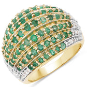 Bids.com 2.16 Carat Genuine Zambian Emerald and White Topaz .925 Sterling Silver Ring Rings