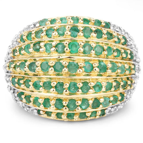 Bids.com 2.16 Carat Genuine Zambian Emerald and White Topaz .925 Sterling Silver Ring Rings
