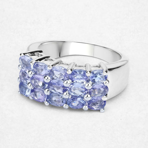 Bids.com 2.55 Carat Genuine Tanzanite .925 Sterling Silver Ring Rings