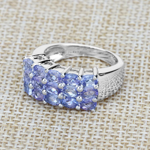 Bids.com 2.55 Carat Genuine Tanzanite .925 Sterling Silver Ring Rings
