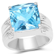 Bids.com 7.50 Carat Genuine Swiss Blue Topaz .925 Sterling Silver Ring Rings