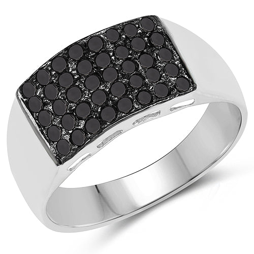 Bids.com 0.43 Carat Genuine Black Diamond .925 Sterling Silver Ring Rings