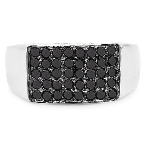 Bids.com 0.43 Carat Genuine Black Diamond .925 Sterling Silver Ring Rings