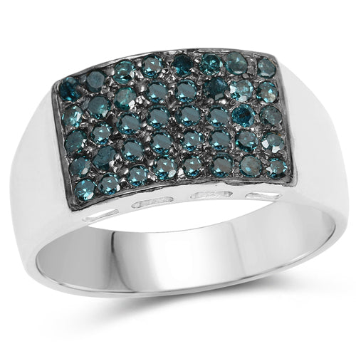 Bids.com 0.48 Carat Genuine Blue Diamond .925 Sterling Silver Ring Rings