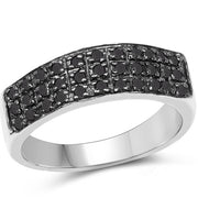 Bids.com 0.35 Carat Genuine Black Diamond .925 Sterling Silver Ring Rings
