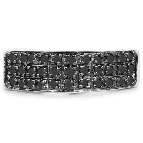 Bids.com 0.35 Carat Genuine Black Diamond .925 Sterling Silver Ring Rings