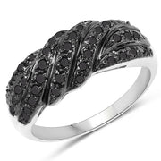 Bids.com 0.35 Carat Genuine Black Diamond .925 Sterling Silver Ring Rings