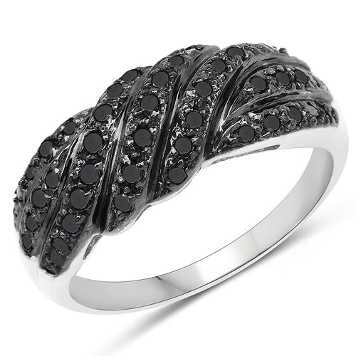 Bids.com 0.35 Carat Genuine Black Diamond .925 Sterling Silver Ring Rings