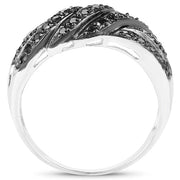 Bids.com 0.35 Carat Genuine Black Diamond .925 Sterling Silver Ring Rings