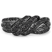 Bids.com 0.35 Carat Genuine Black Diamond .925 Sterling Silver Ring Rings