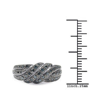 Bids.com 0.36 Carat Genuine Blue Diamond .925 Sterling Silver Ring Rings