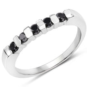 Bids.com 0.50 Carat Genuine Black Diamond .925 Sterling Silver Ring Rings