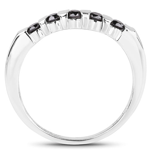 Bids.com 0.50 Carat Genuine Black Diamond .925 Sterling Silver Ring Rings