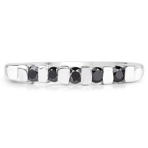 Bids.com 0.50 Carat Genuine Black Diamond .925 Sterling Silver Ring Rings