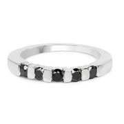 Bids.com 0.50 Carat Genuine Black Diamond .925 Sterling Silver Ring Rings
