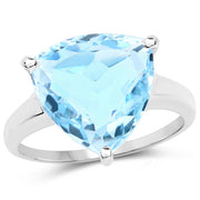 Bids.com 9.00 Carat Genuine Blue Topaz .925 Sterling Silver Ring Rings