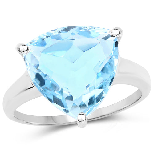 Bids.com 9.00 Carat Genuine Blue Topaz .925 Sterling Silver Ring Rings