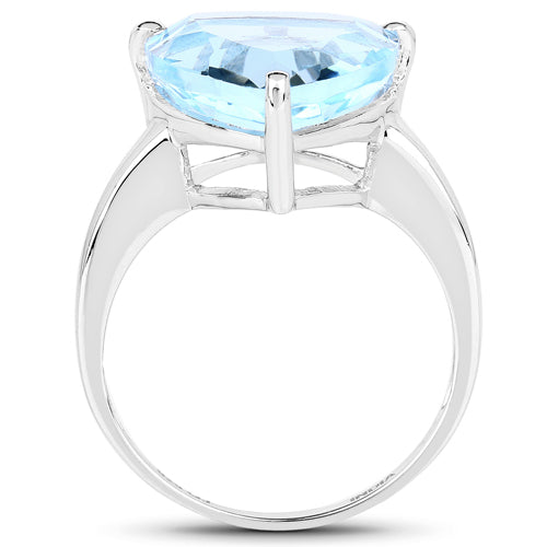 Bids.com 9.00 Carat Genuine Blue Topaz .925 Sterling Silver Ring Rings