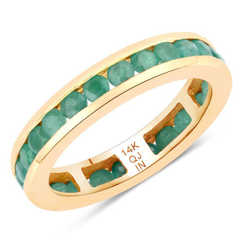 Bids.com 1.43 Carat Genuine Emerald 14K Yellow Gold Ring Rings
