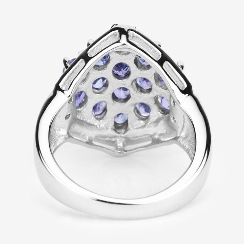 Bids.com 2.41 Carat Genuine Tanzanite and White Topaz .925 Sterling Silver Ring Rings