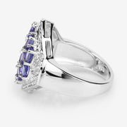 Bids.com 2.41 Carat Genuine Tanzanite and White Topaz .925 Sterling Silver Ring Rings