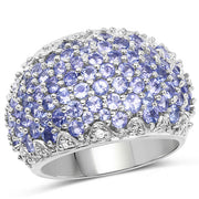 Bids.com 3.01 Carat Genuine Tanzanite and White Diamond .925 Sterling Silver Ring Rings