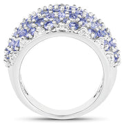 Bids.com 3.01 Carat Genuine Tanzanite and White Diamond .925 Sterling Silver Ring Rings