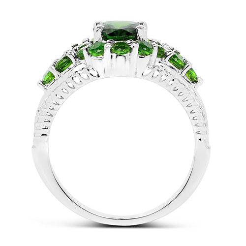 Bids.com 2.28 Carat Genuine Chrome Diopside .925 Sterling Silver Ring Rings