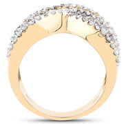 Bids.com 14K Yellow Gold Plated 1.58 Carat Genuine Black Diamond, White Diamond & Yellow Diamond .925 Sterling Silver Ring Rings