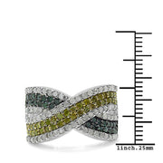 Bids.com 1.44 Carat Genuine Multi Diamond .925 Sterling Silver Ring Rings