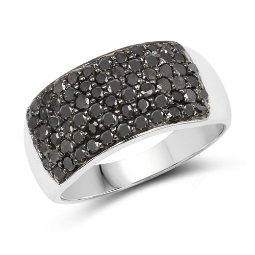 Bids.com 1.21 Carat Genuine Black Diamond .925 Sterling Silver Ring Rings