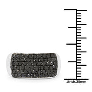 Bids.com 1.21 Carat Genuine Black Diamond .925 Sterling Silver Ring Rings