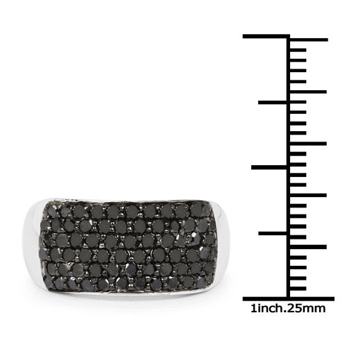 Bids.com 1.21 Carat Genuine Black Diamond .925 Sterling Silver Ring Rings