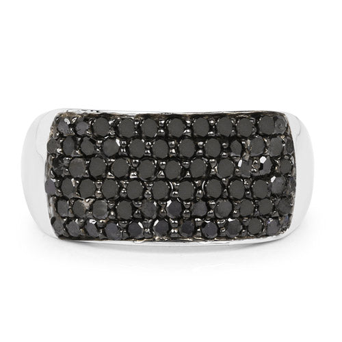 Bids.com 1.21 Carat Genuine Black Diamond .925 Sterling Silver Ring Rings