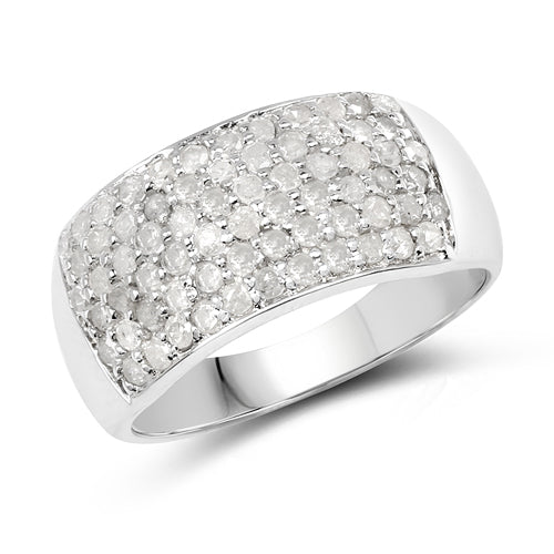 Bids.com 1.21 Carat Genuine White Diamond .925 Sterling Silver Ring Rings