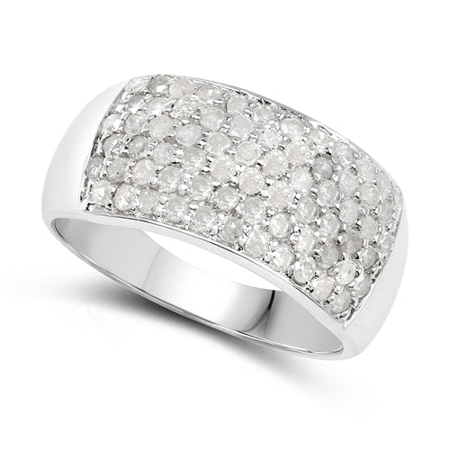 Bids.com 1.21 Carat Genuine White Diamond .925 Sterling Silver Ring Rings