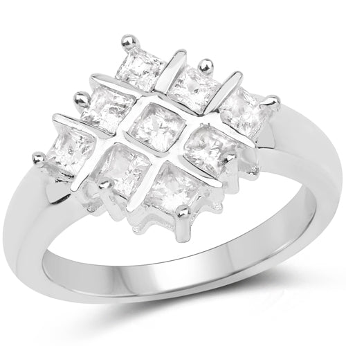 Bids.com 1.08 Carat Genuine White Sapphire .925 Sterling Silver Ring Rings