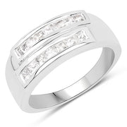 Bids.com 0.70 Carat Genuine White Sapphire .925 Sterling Silver Ring Rings