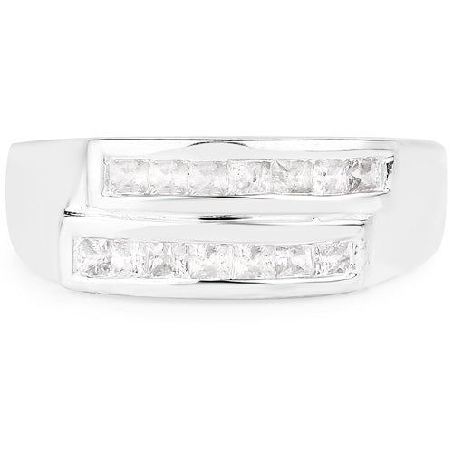 Bids.com 0.70 Carat Genuine White Sapphire .925 Sterling Silver Ring Rings