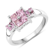 Bids.com 0.96 Carat Genuine Pink Sapphire  .925 Sterling Silver Ring Rings