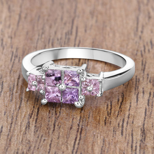 Bids.com 0.96 Carat Genuine Pink Sapphire  .925 Sterling Silver Ring Rings